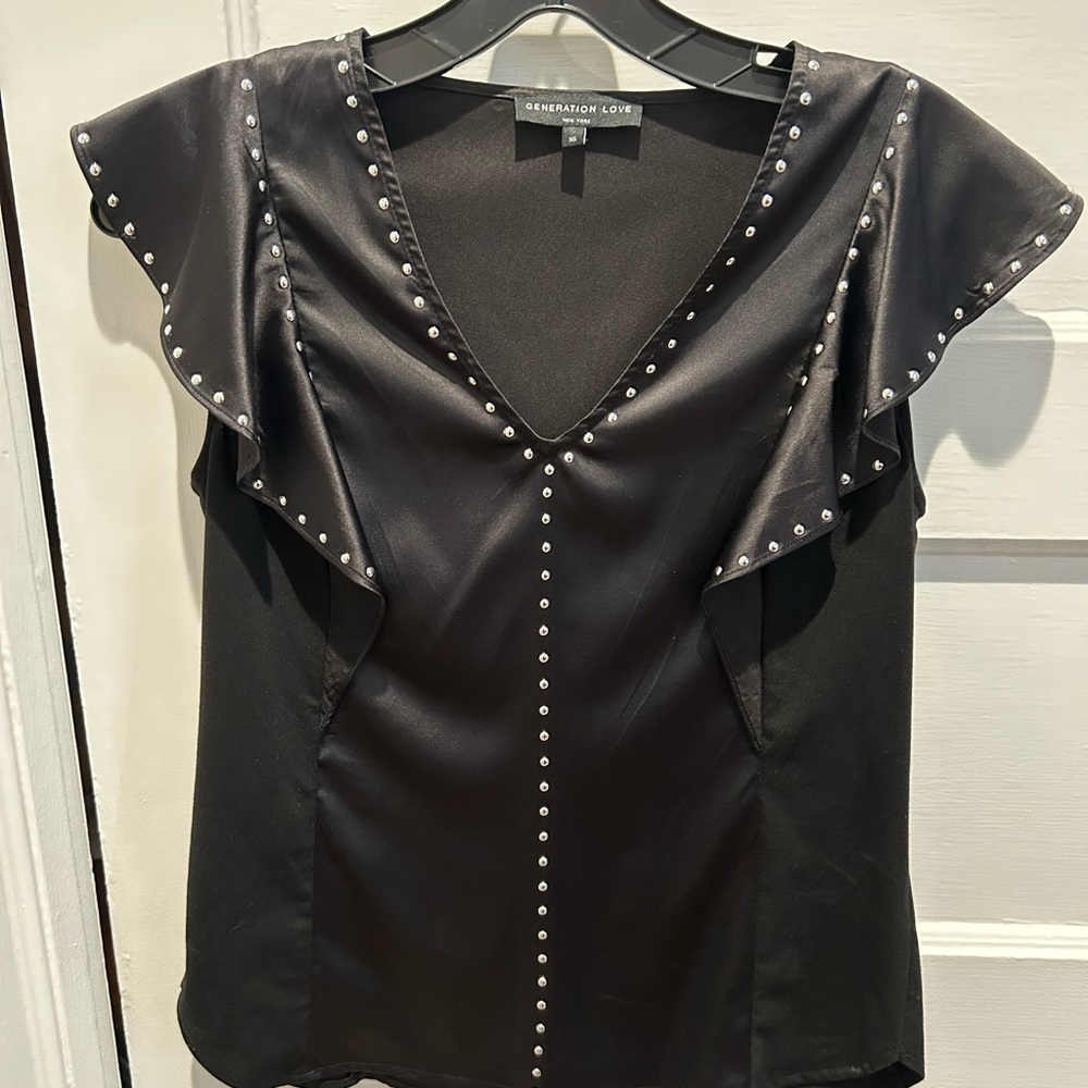 Generation Love Black Studded Women's Top